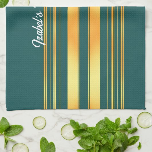 Modern groen goud luxe linnen textuur Collectie Theedoek (Gevouwen)