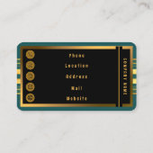 Modern groen goud luxe linnen textuur Collectie Visitekaartje (Achterkant)