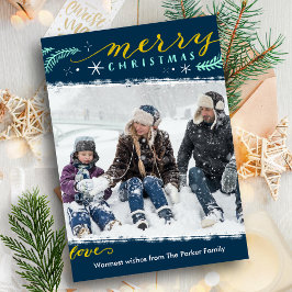 Modern Groen Goud Script Eenvoudig Kerstmis Magnet