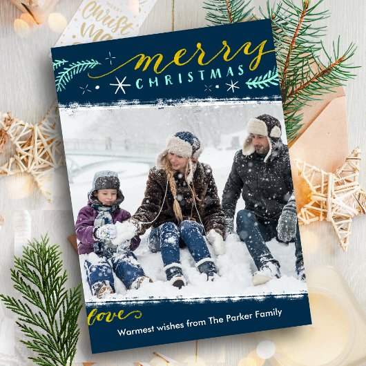 Modern Groen Goud Script Eenvoudig Kerstmis Magnet