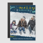 Modern Groen Goud Script Eenvoudig Kerstmis Magnet (Voorkant / Achterkant)