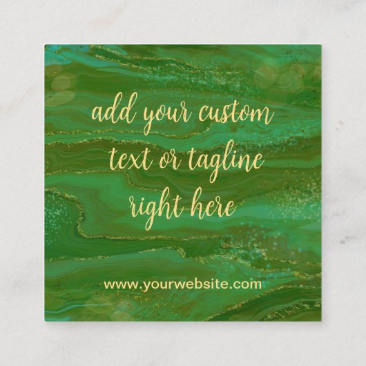 Modern groen goud vierkante visitekaartje (Achterkant)