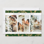 Modern Groen Goud Vrolijk Kerstfeest Fotocollage Feestdagenkaart (Voorkant)