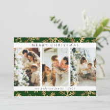 Modern Groen Goud Vrolijk Kerstfeest Fotocollage