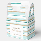 Modern Groen Goud Waterverf Streep Baby shower Bedankdoosjes (Geopend)