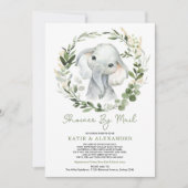 Modern groen gouden olifant Baby shower per post Kaart (Voorkant)