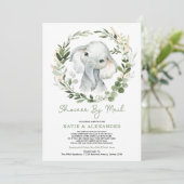 Modern groen gouden olifant Baby shower per post Kaart (Staand voorkant)