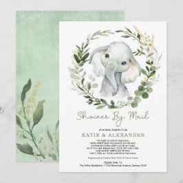 Modern groen gouden olifant Baby shower per post Kaart