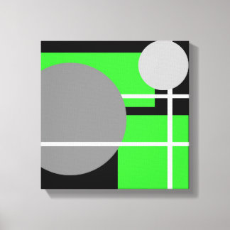 Modern Groen Grijs Zwart Wit - Canvas gespannen Afdruk