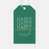 Modern groen Happy Birthday Gift Labels Cadeaulabel (Voorkant)