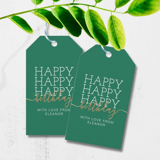 Modern groen Happy Birthday Gift Labels Cadeaulabel
