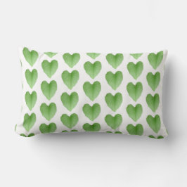 Modern groen hart blad patroon op wit kussen