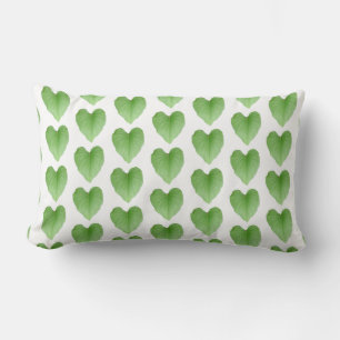 Modern groen hart blad patroon op wit kussen