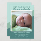 Modern groen Introducing Foto Baby Aankondiging (Voorkant / Achterkant)