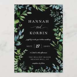 Modern groen kader | Zwarte bruiloft Kaart