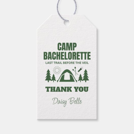 Modern Groen Kamp Meisjesuitje Weekend Cadeaulabel (Voorkant)