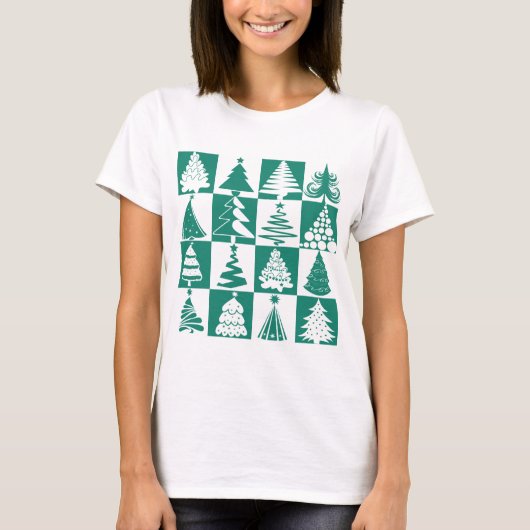 Modern groen kerstboompatroon t-shirt (Voorkant)
