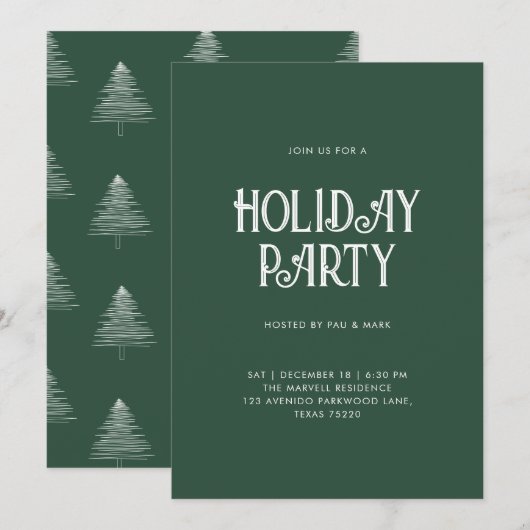 Modern groen kerstfeest kaart (Voorkant / Achterkant)