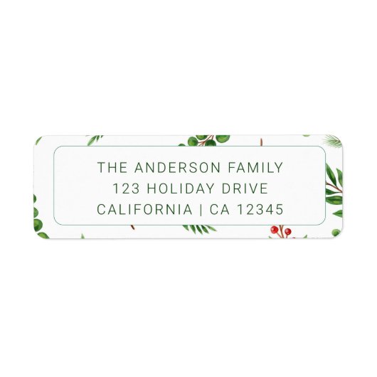 Modern Groen Kerstmis Familie Vakantie Adres Etiket (Voorkant)