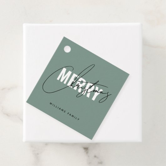 Modern groen kerstscript bedankjes labels (In situ)