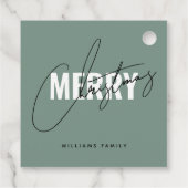 Modern groen kerstscript bedankjes labels (Achterkant)