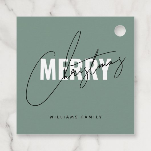 Modern groen kerstscript bedankjes labels (Achterkant)