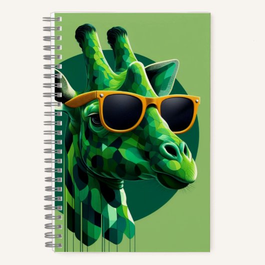 Modern Groen Kleurrijk Giraffe Notitieboek (Voorkant)