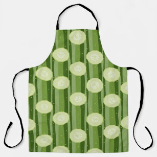 Modern groen komkommer slice patroon op strepen schort