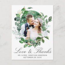 Modern groen krans foto bruiloft dank u