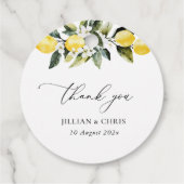 Modern groen Lemon Bloemen bruiloft Dank u Bedankjes Labels (Achterkant)