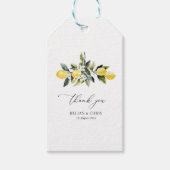 Modern groen Lemon Bloemen bruiloft Dank u Cadeaulabel (Voorkant)
