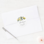 Modern groen Lemon Bloemen bruiloft Dank u Ronde Sticker (Envelop)