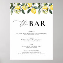 Modern groen Lemon Floral Bar Menu