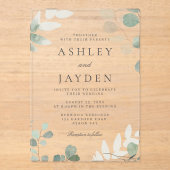 Modern groen lente bruiloft acryl uitnodigingen (Voorkant)