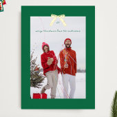 Modern groen Lijst Christmas Gold Bow Foto Folie Feestdagenkaart