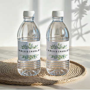 Modern groen loof waterflesje label waterfles etiket