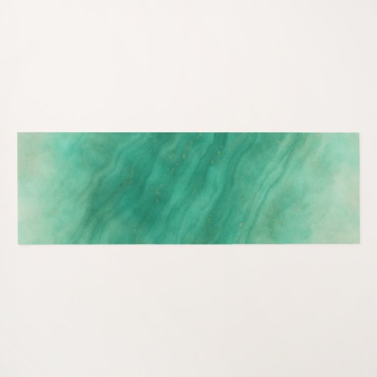 Modern Groen Marmer Abstracte Yoga Mat met Initiaa (Achterkant (horizontaal))