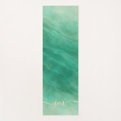 Modern Groen Marmer Abstracte Yoga Mat met Initiaa (Voorkant)