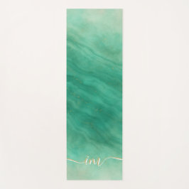 Modern Groen Marmer Abstracte Yoga Mat met Initiaa