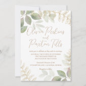 Modern groen met gouden bruiloft kaart (Voorkant)