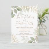 Modern groen met gouden bruiloft kaart (Staand voorkant)