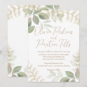 Modern groen met gouden bruiloft kaart (Voorkant / Achterkant)