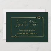 Modern groen met gouden Lijsten bruiloft sparen de Save The Date (Voorkant)