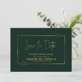 Modern groen met gouden Lijsten bruiloft sparen de Save The Date (Staand voorkant)