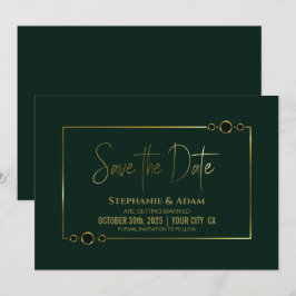 Modern groen met gouden Lijsten bruiloft sparen de Save The Date