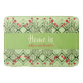 Modern groen met rode Floral Badmat (Voorkant)