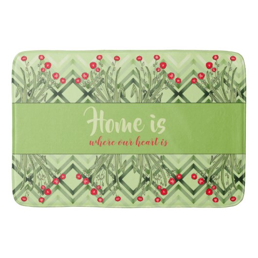 Modern groen met rode Floral Badmat (Voorkant)