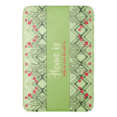 Modern groen met rode Floral Badmat (Voorkant Verticaal)