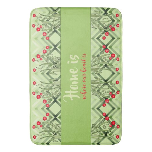 Modern groen met rode Floral Badmat (Voorkant Verticaal)