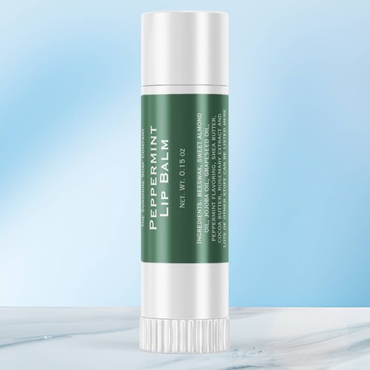 Modern groen met witte tekst lippenbalsem tube lab vierkante sticker